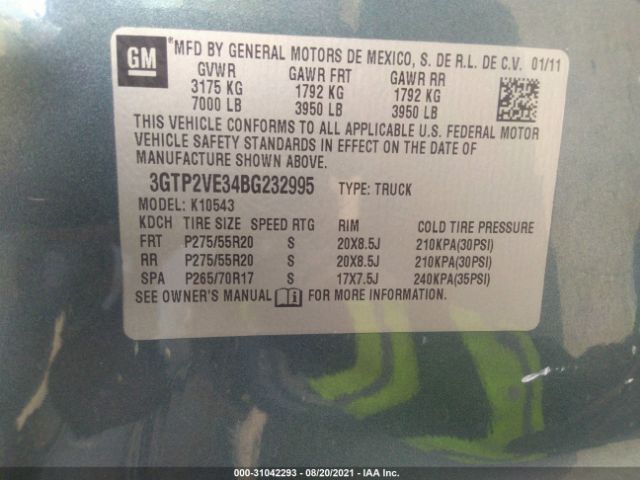 Photo 8 VIN: 3GTP2VE34BG232995 - GMC SIERRA 1500 