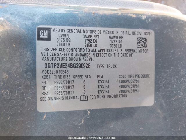 Photo 8 VIN: 3GTP2VE34BG290928 - GMC SIERRA 1500 