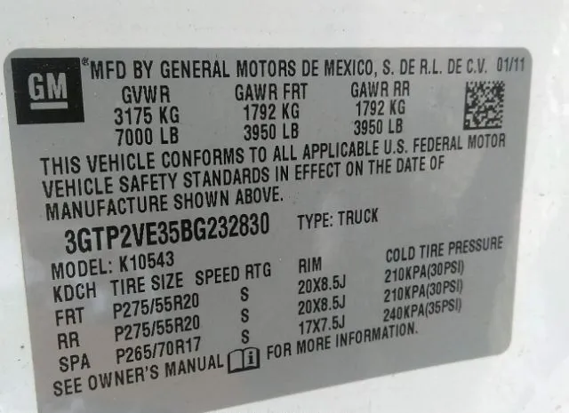 Photo 8 VIN: 3GTP2VE35BG232830 - GMC SIERRA 1500 