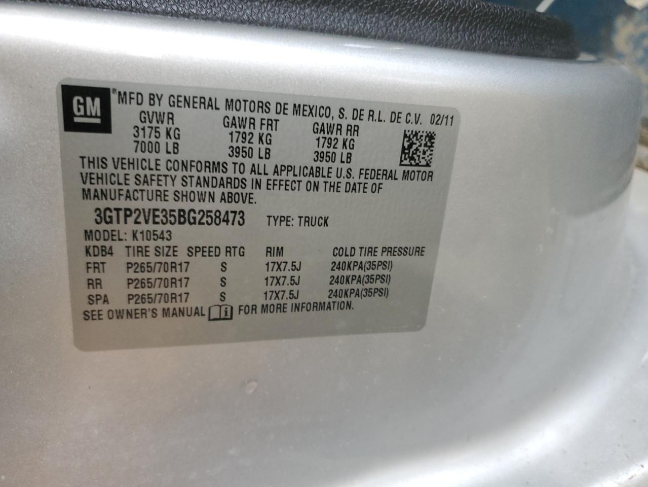 Photo 11 VIN: 3GTP2VE35BG258473 - GMC SIERRA 