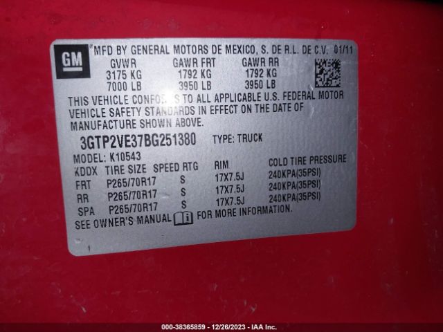 Photo 8 VIN: 3GTP2VE37BG251380 - GMC SIERRA 1500 