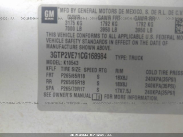 Photo 8 VIN: 3GTP2VE71CG168984 - GMC SIERRA 1500 