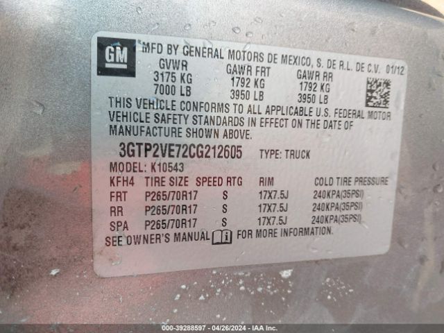 Photo 8 VIN: 3GTP2VE72CG212605 - GMC SIERRA 