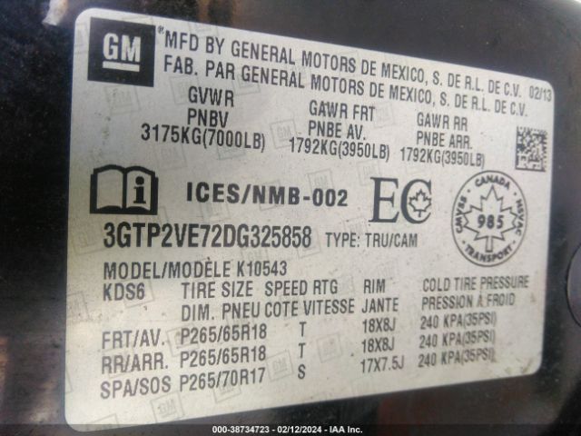 Photo 8 VIN: 3GTP2VE72DG325858 - GMC SIERRA 1500 