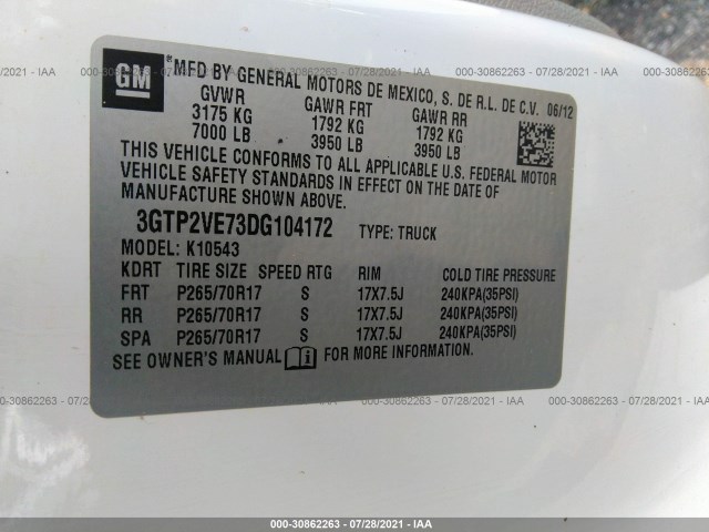 Photo 8 VIN: 3GTP2VE73DG104172 - GMC SIERRA 1500 