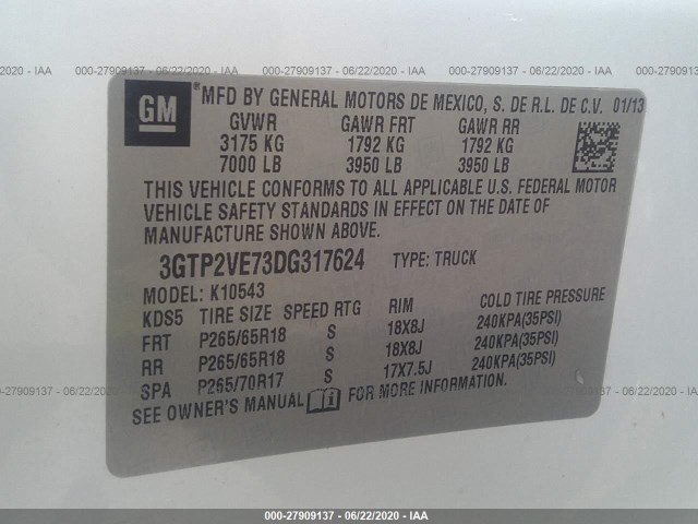 Photo 8 VIN: 3GTP2VE73DG317624 - GMC SIERRA 1500 