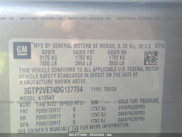 Photo 8 VIN: 3GTP2VE74DG137794 - GMC SIERRA 1500 