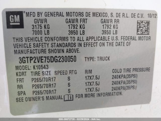 Photo 8 VIN: 3GTP2VE75DG230050 - GMC SIERRA 1500 