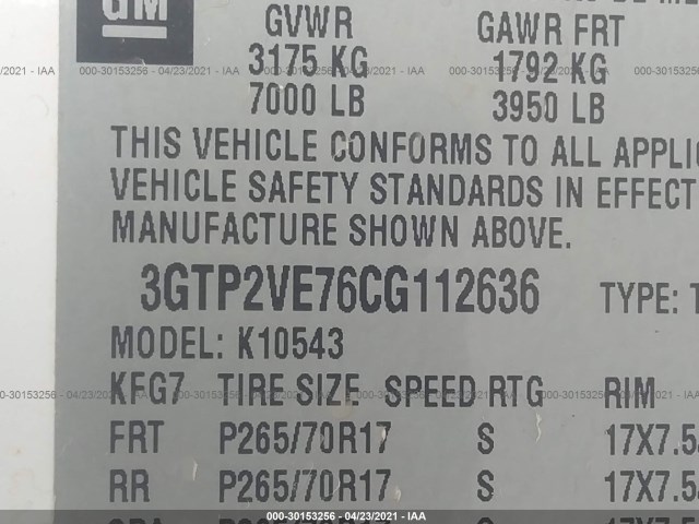 Photo 8 VIN: 3GTP2VE76CG112636 - GMC SIERRA 1500 