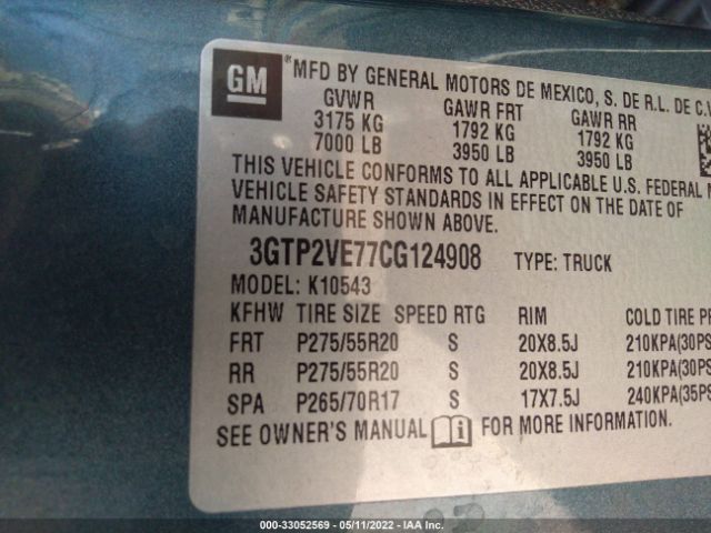 Photo 8 VIN: 3GTP2VE77CG124908 - GMC SIERRA 1500 