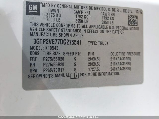 Photo 8 VIN: 3GTP2VE77DG275541 - GMC SIERRA 1500 