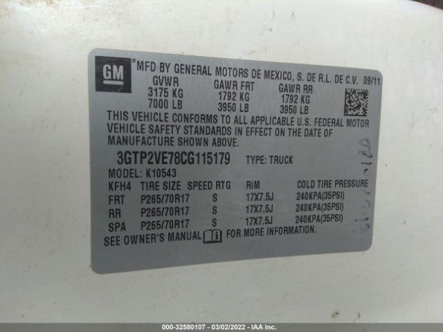 Photo 8 VIN: 3GTP2VE78CG115179 - GMC SIERRA 1500 