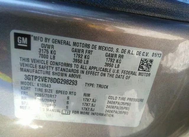 Photo 8 VIN: 3GTP2VE78DG298293 - GMC SIERRA 1500 