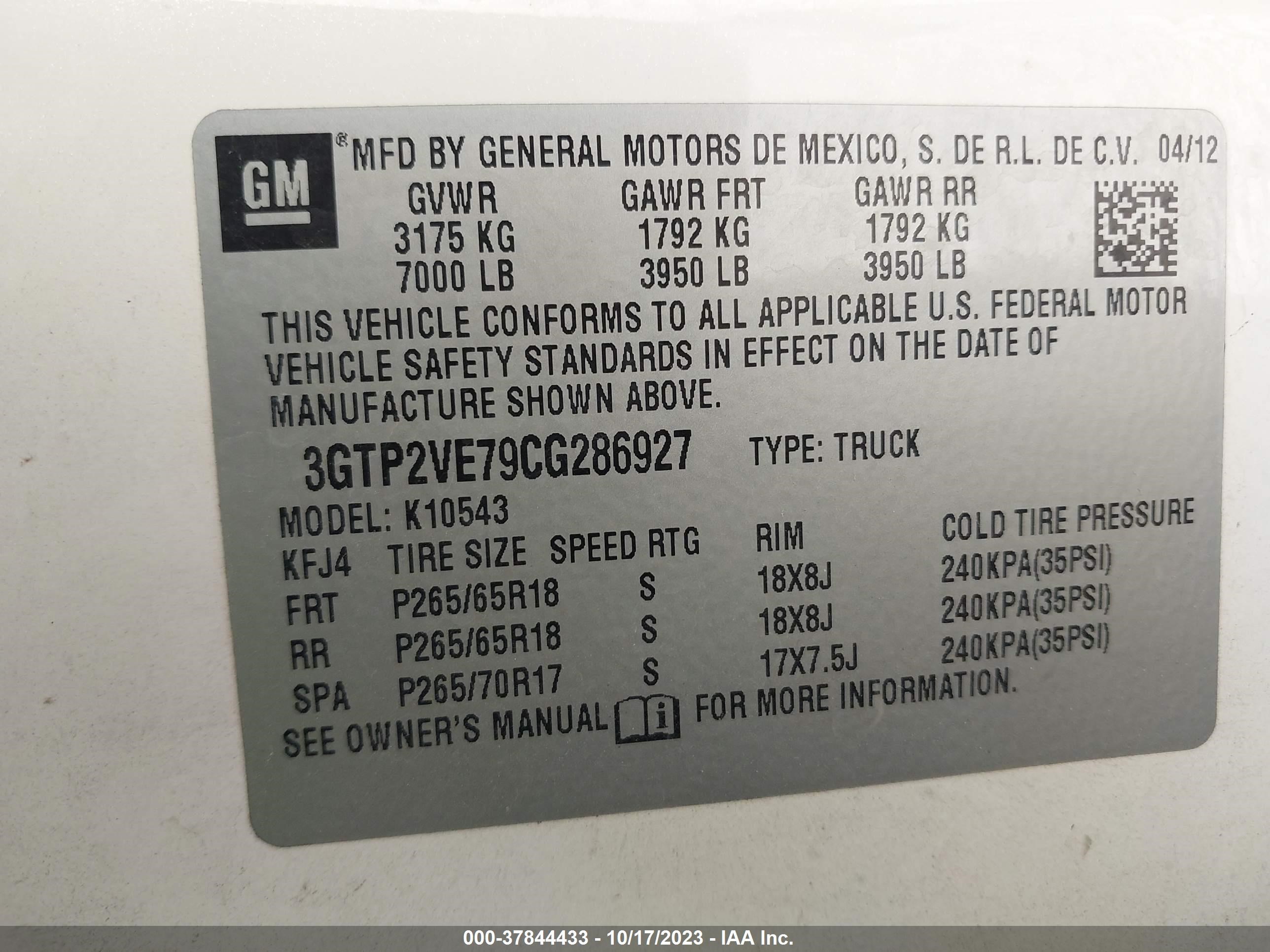 Photo 8 VIN: 3GTP2VE79CG286927 - GMC SIERRA 