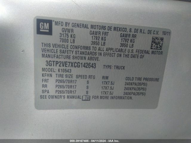 Photo 8 VIN: 3GTP2VE7XCG142643 - GMC SIERRA 1500 