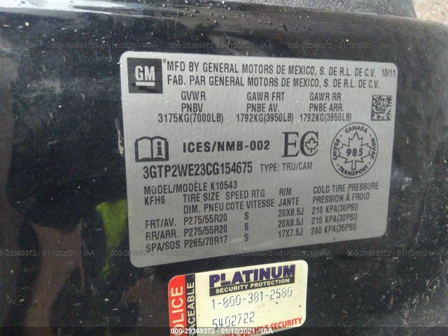 Photo 8 VIN: 3GTP2WE23CG154675 - GMC SIERRA 1500 