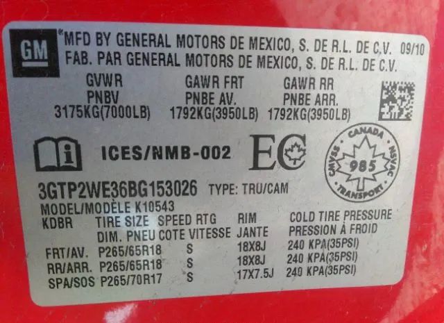 Photo 8 VIN: 3GTP2WE36BG153026 - GMC SIERRA 1500 