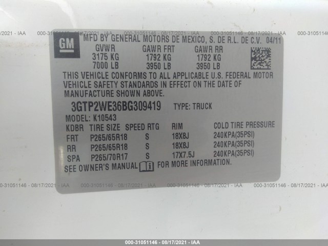 Photo 8 VIN: 3GTP2WE36BG309419 - GMC SIERRA 1500 