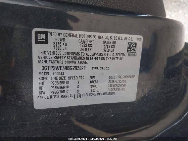 Photo 8 VIN: 3GTP2WE39BG202090 - GMC SIERRA 1500 