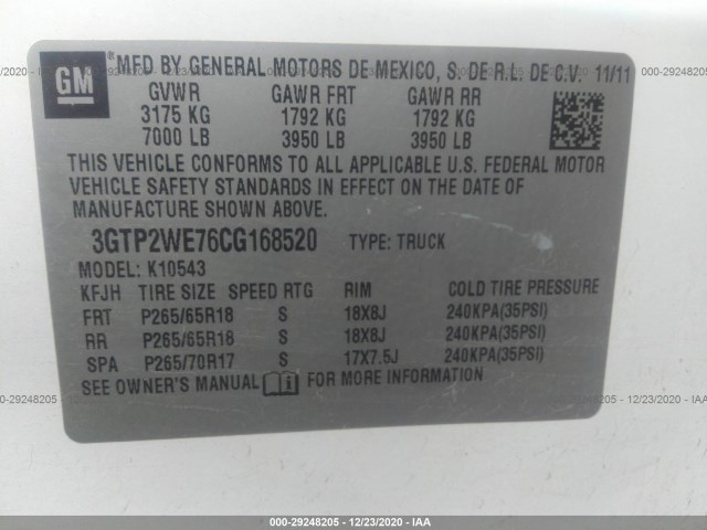 Photo 8 VIN: 3GTP2WE76CG168520 - GMC SIERRA 1500 