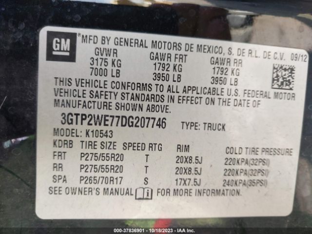 Photo 8 VIN: 3GTP2WE77DG207746 - GMC SIERRA 1500 