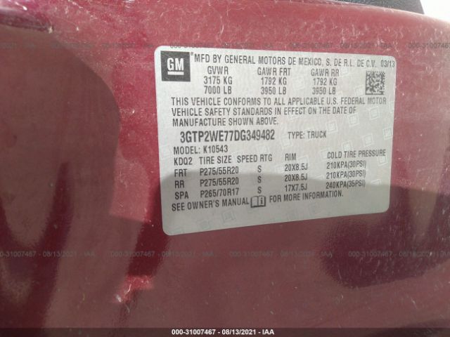 Photo 8 VIN: 3GTP2WE77DG349482 - GMC SIERRA 1500 