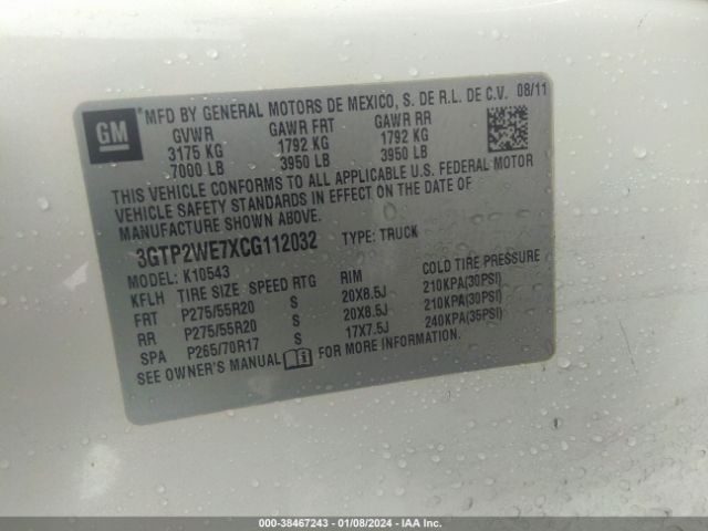 Photo 8 VIN: 3GTP2WE7XCG112032 - GMC SIERRA 1500 