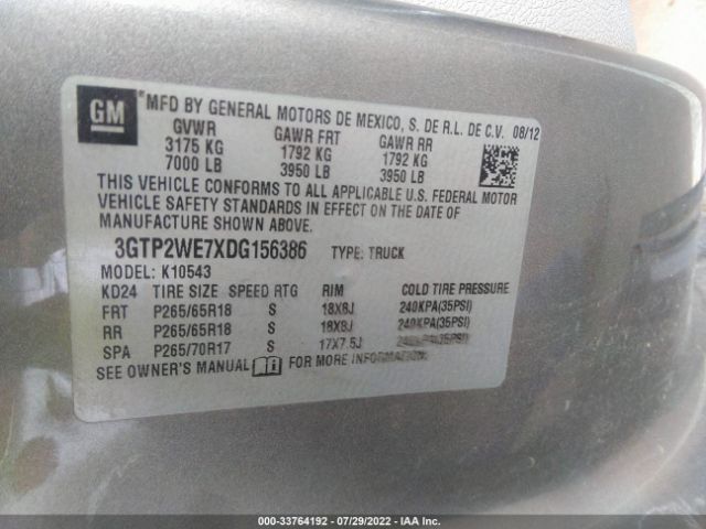 Photo 8 VIN: 3GTP2WE7XDG156386 - GMC SIERRA 1500 