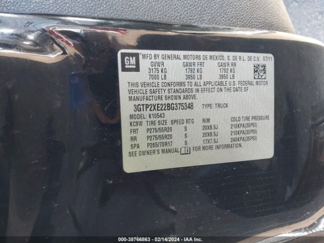 Photo 8 VIN: 3GTP2XE22BG375348 - GMC SIERRA 1500 