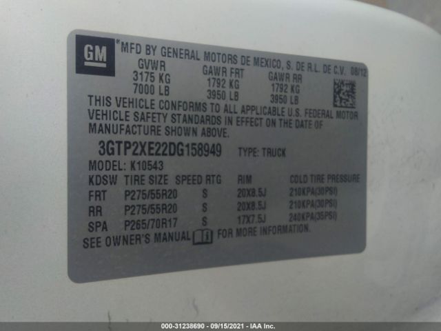 Photo 8 VIN: 3GTP2XE22DG158949 - GMC SIERRA 1500 