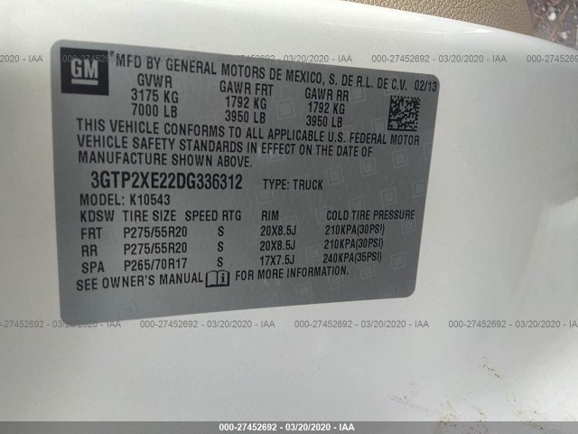 Photo 8 VIN: 3GTP2XE22DG336312 - GMC SIERRA 1500 