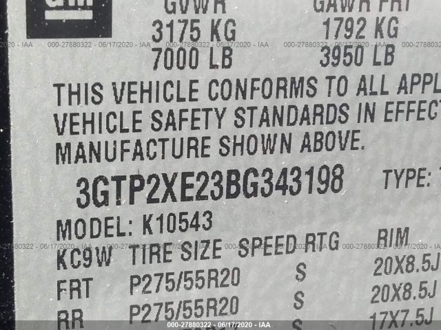 Photo 8 VIN: 3GTP2XE23BG343198 - GMC SIERRA 1500 