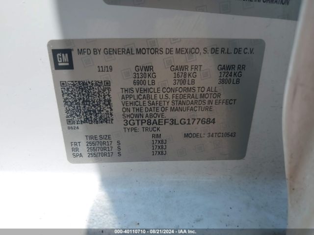 Photo 8 VIN: 3GTP8AEF3LG177684 - GMC SIERRA 