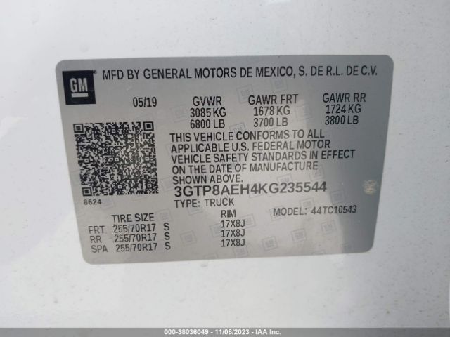 Photo 8 VIN: 3GTP8AEH4KG235544 - GMC SIERRA 1500 