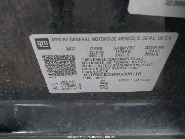 Photo 8 VIN: 3GTP8CED2MG320118 - GMC SIERRA 1500 