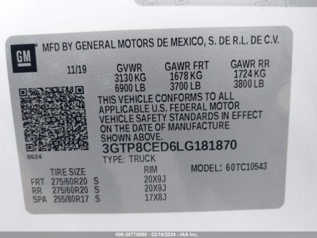 Photo 8 VIN: 3GTP8CED6LG181870 - GMC SIERRA 1500 