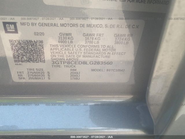 Photo 8 VIN: 3GTP8CED8LG283560 - GMC SIERRA 1500 