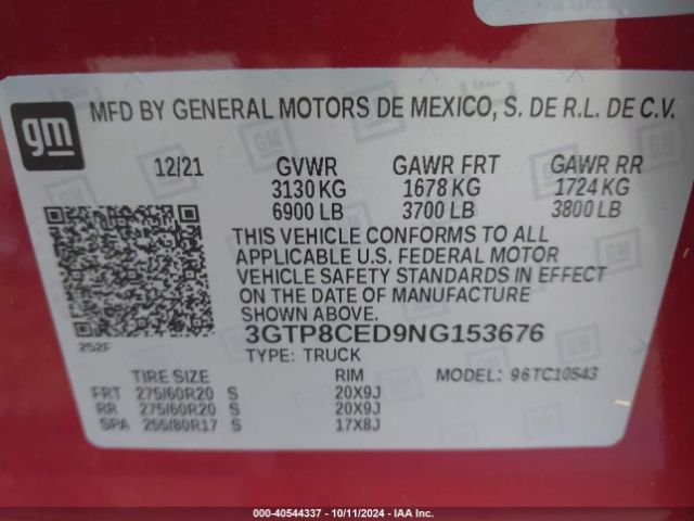 Photo 8 VIN: 3GTP8CED9NG153676 - GMC SIERRA LIMITED 