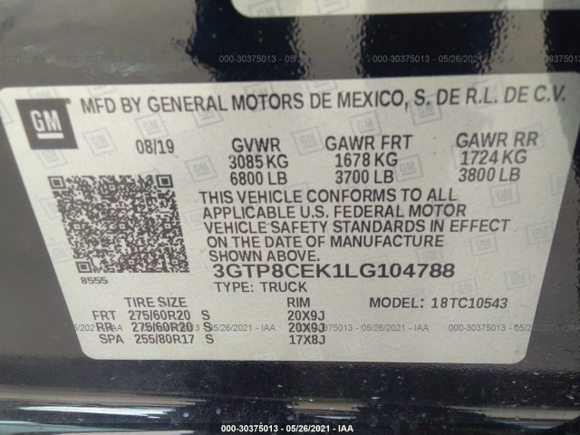 Photo 8 VIN: 3GTP8CEK1LG104788 - GMC SIERRA 1500 