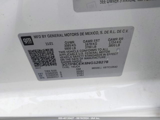 Photo 8 VIN: 3GTP8CEK6NG128278 - GMC SIERRA LIMITED 