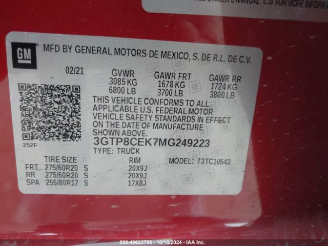 Photo 8 VIN: 3GTP8CEK7MG249223 - GMC SIERRA 