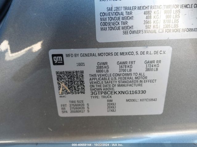 Photo 8 VIN: 3GTP8CEKXNG116330 - GMC SIERRA LIMITED 