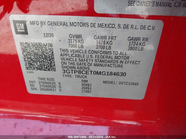 Photo 8 VIN: 3GTP8CET0MG184630 - GMC SIERRA 1500 