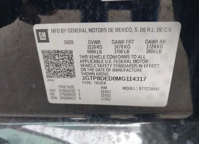 Photo 8 VIN: 3GTP8DED0MG114317 - GMC SIERRA 