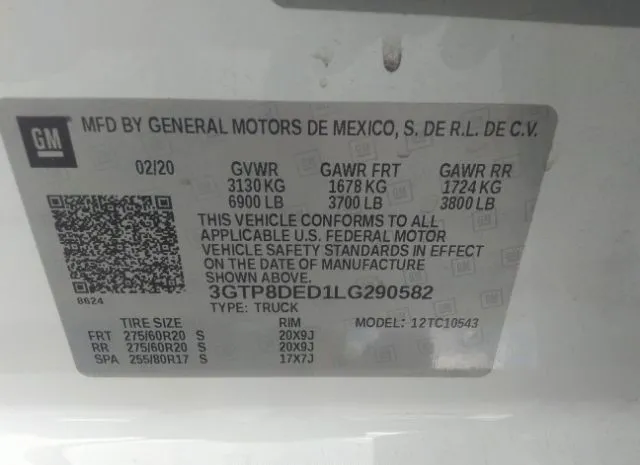 Photo 8 VIN: 3GTP8DED1LG290582 - GMC SIERRA 1500 