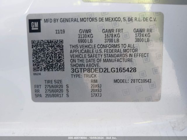 Photo 8 VIN: 3GTP8DED2LG165428 - GMC SIERRA 