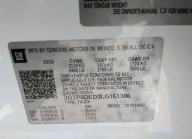 Photo 8 VIN: 3GTP8DED3LG161386 - GMC SIERRA 1500 