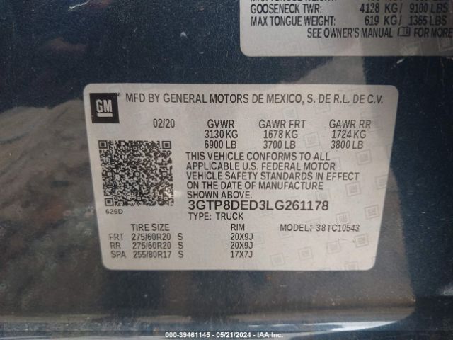 Photo 8 VIN: 3GTP8DED3LG261178 - GMC SIERRA 1500 