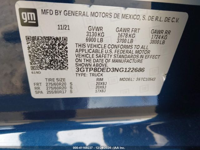 Photo 8 VIN: 3GTP8DED3NG122686 - GMC SIERRA LIMITED 