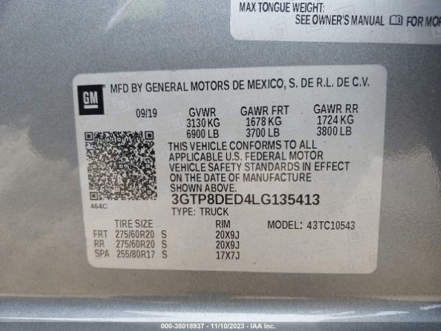 Photo 8 VIN: 3GTP8DED4LG135413 - GMC SIERRA 1500 